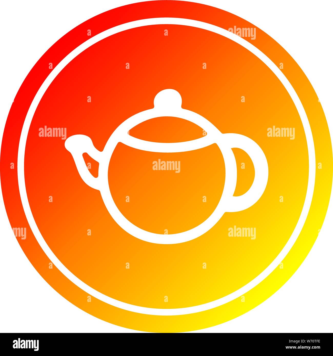 tea pot circular icon with warm gradient finish Stock Vector Image ...