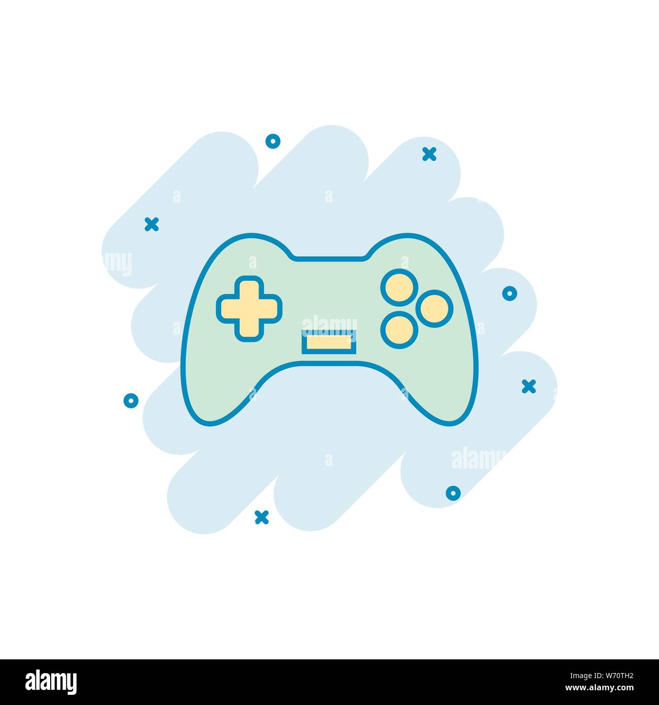 Joystick sign icon in comic style. Gamepad vector cartoon illustration ...