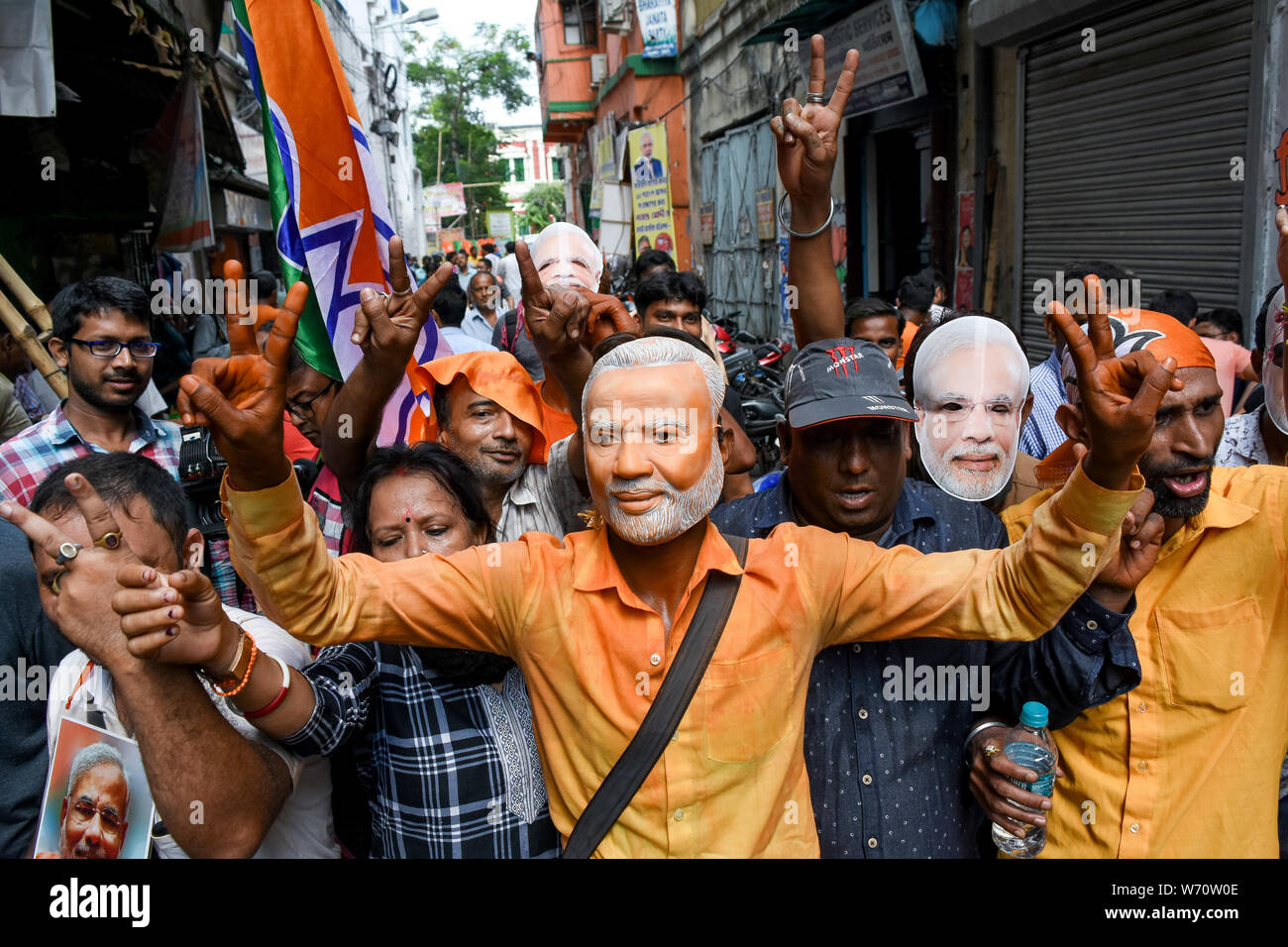 Celenration of BJP supporters after their landslide victory in Lok sabha election 2019. Stock Photo
