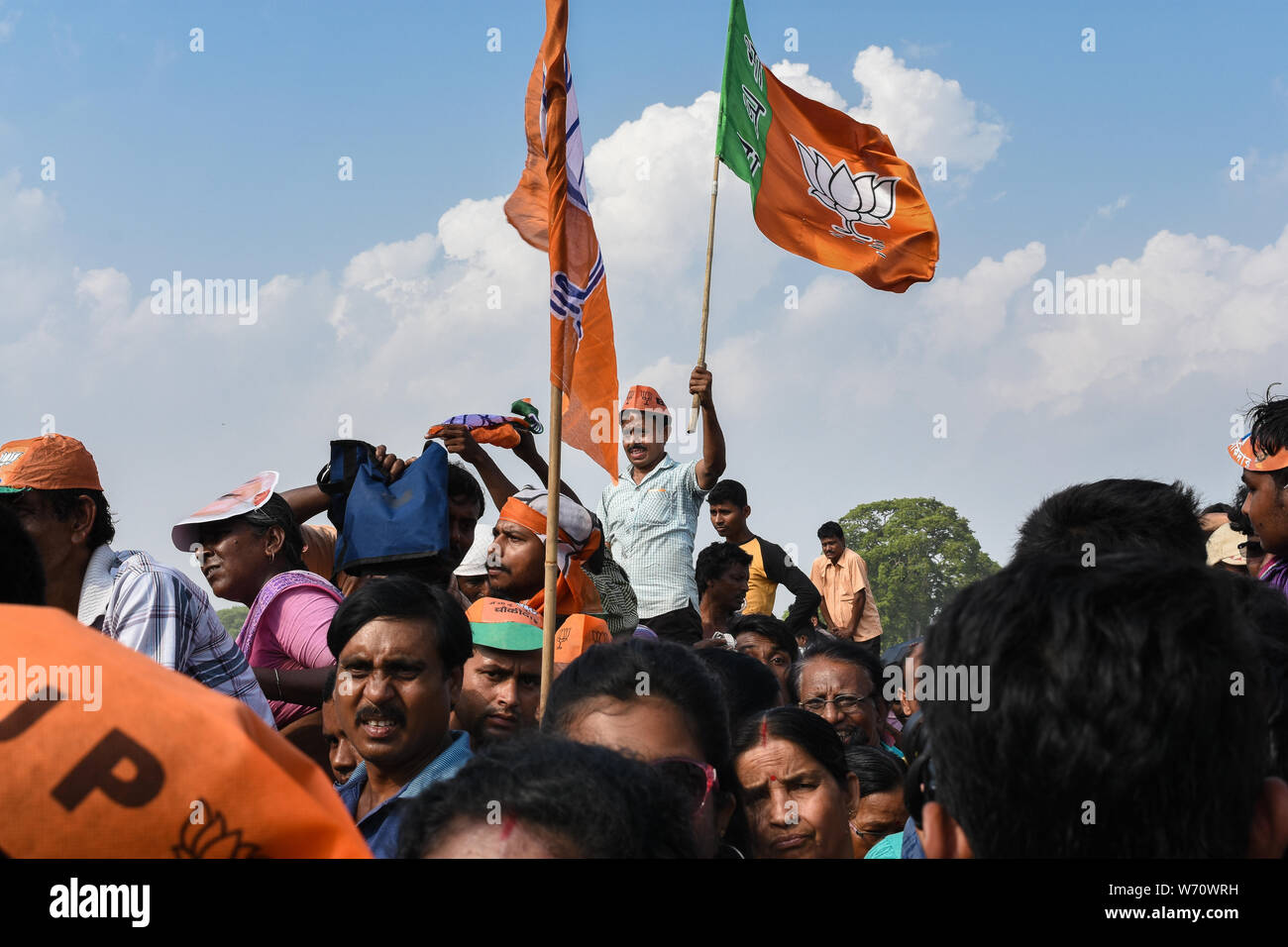 Moments of BJPs election campaigning in Kolkata. Stock Photo