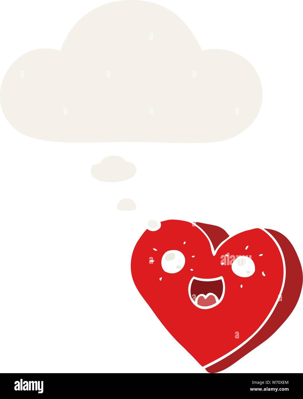 heart cartoon character with thought bubble in retro style Stock Vector ...
