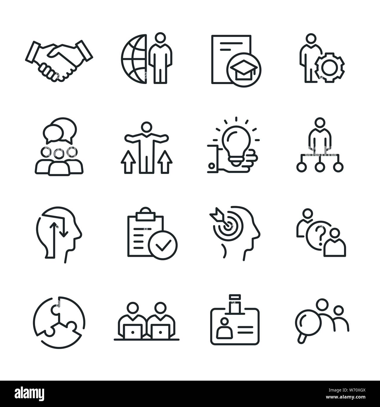 Puzzle solution icons set Black and White Stock Photos Images Alamy