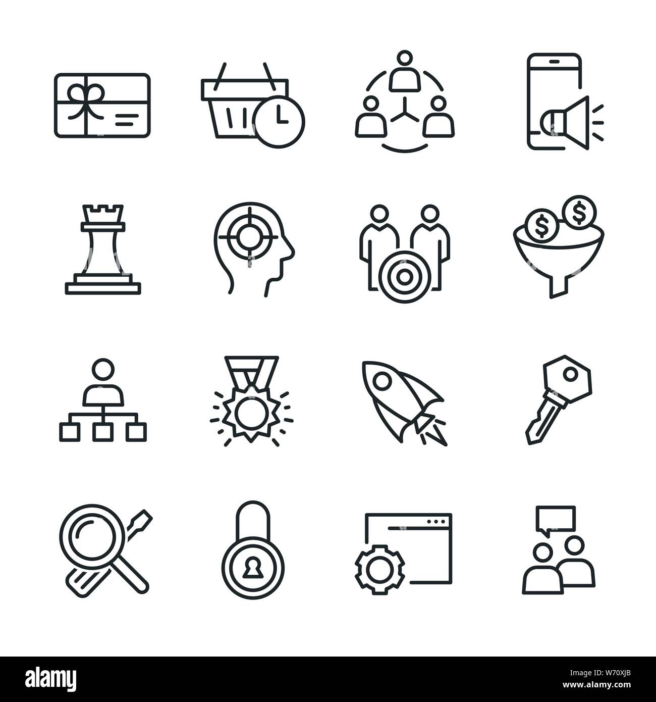 Vector icons set of seo and marketing. Stock Vector