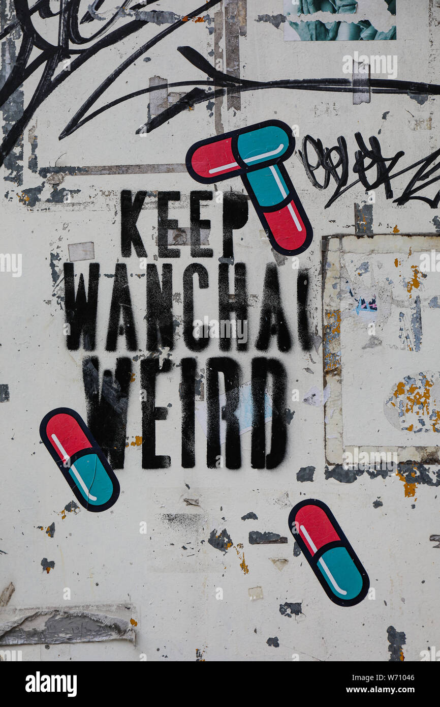 Keep WanChai Weird - mural in Wan Chai, Hong Kong Stock Photo
