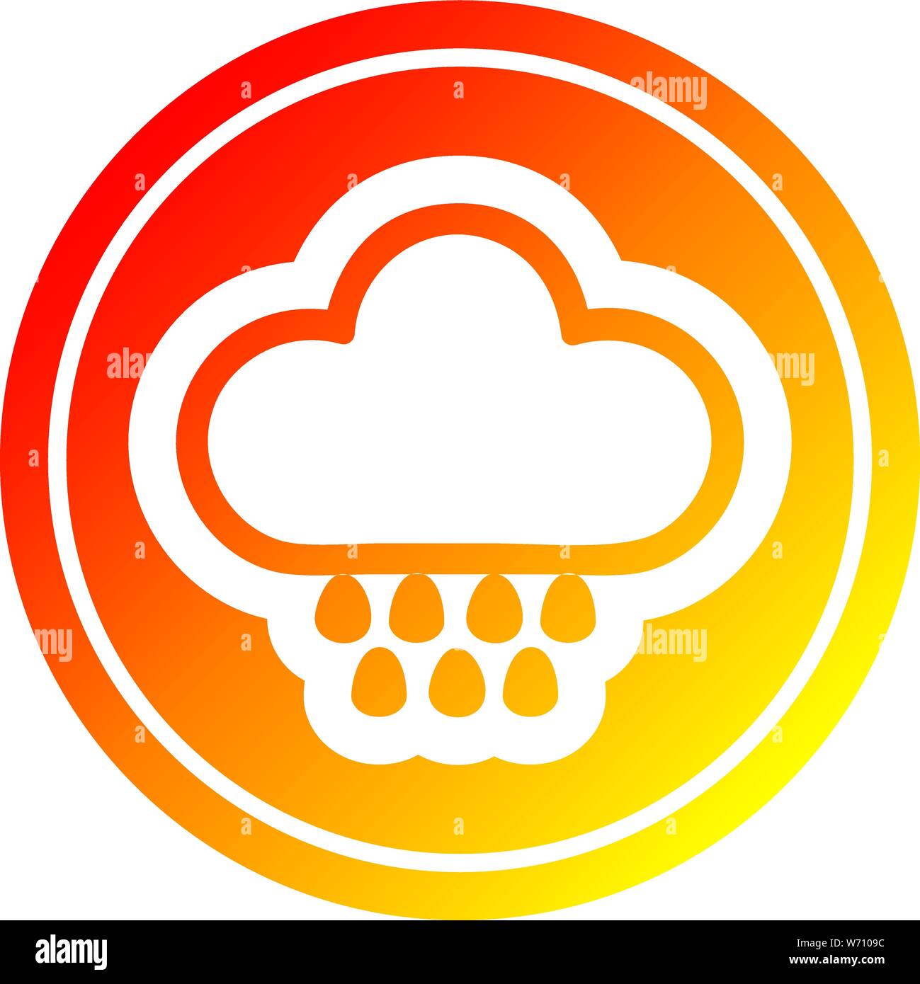 rain cloud circular icon with warm gradient finish Stock Vector Image ...