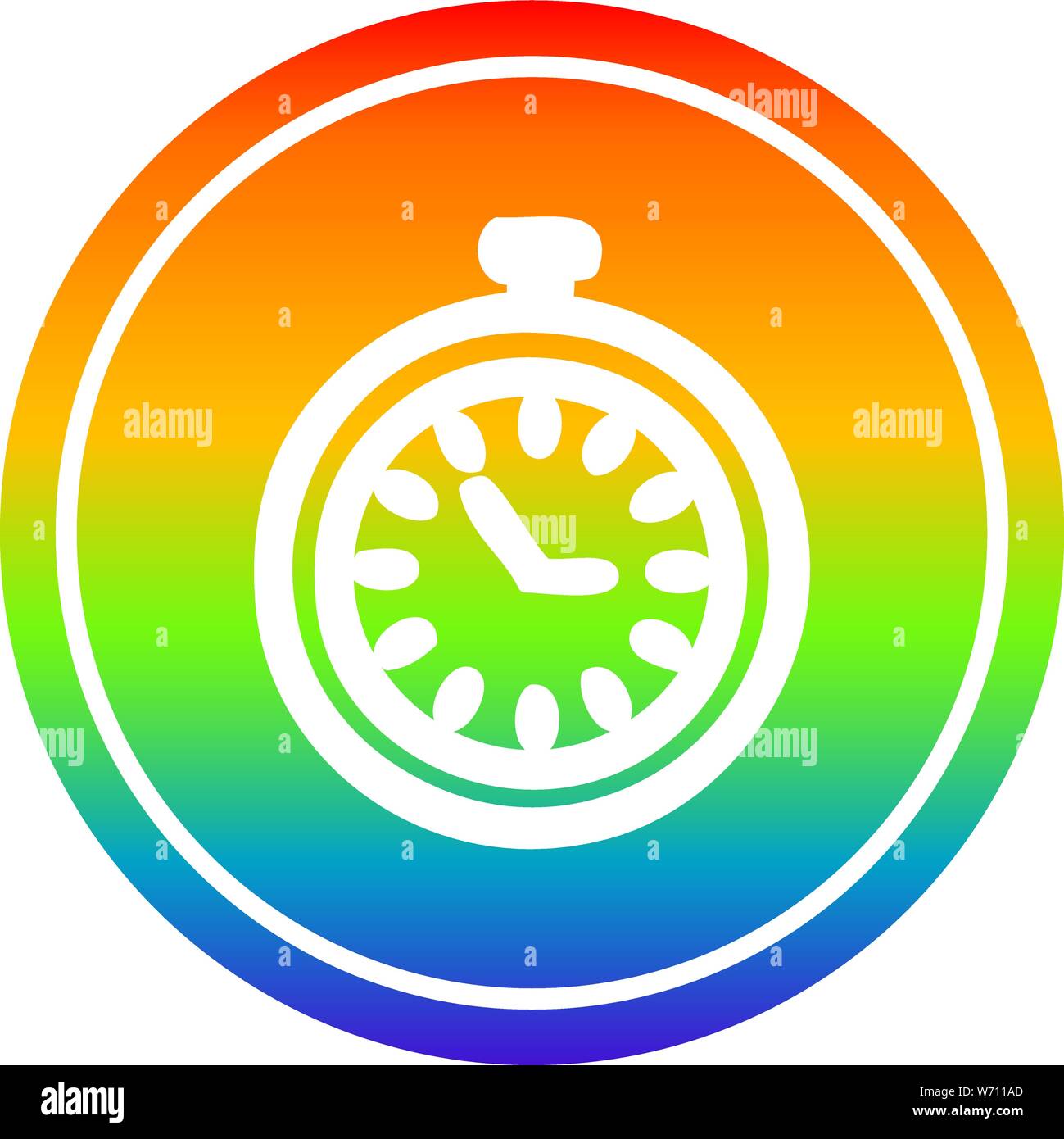 stop watch circular icon with rainbow gradient finish Stock Vector ...