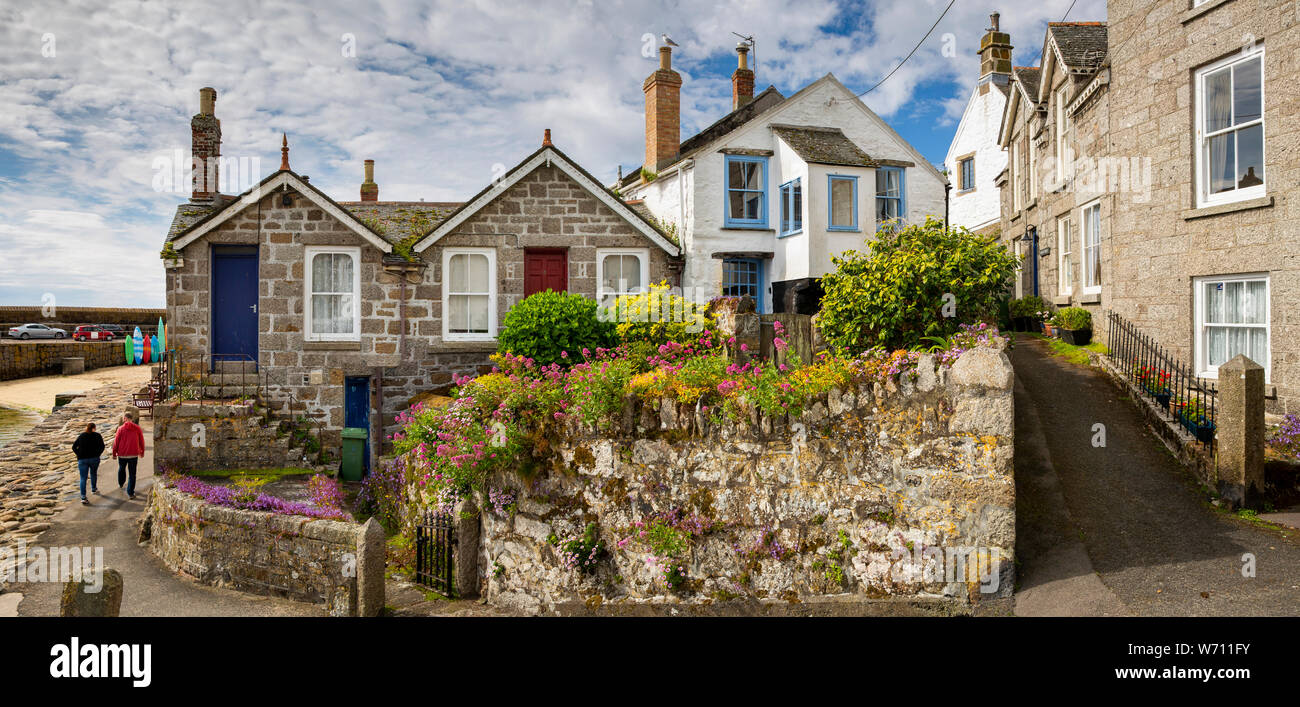 UK, England, Cornwall, Mousehole, The Wharf, granite built harbourside