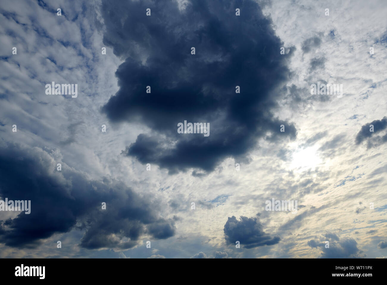 Dark blue sky with clouds for background or texture Stock Photo - Alamy