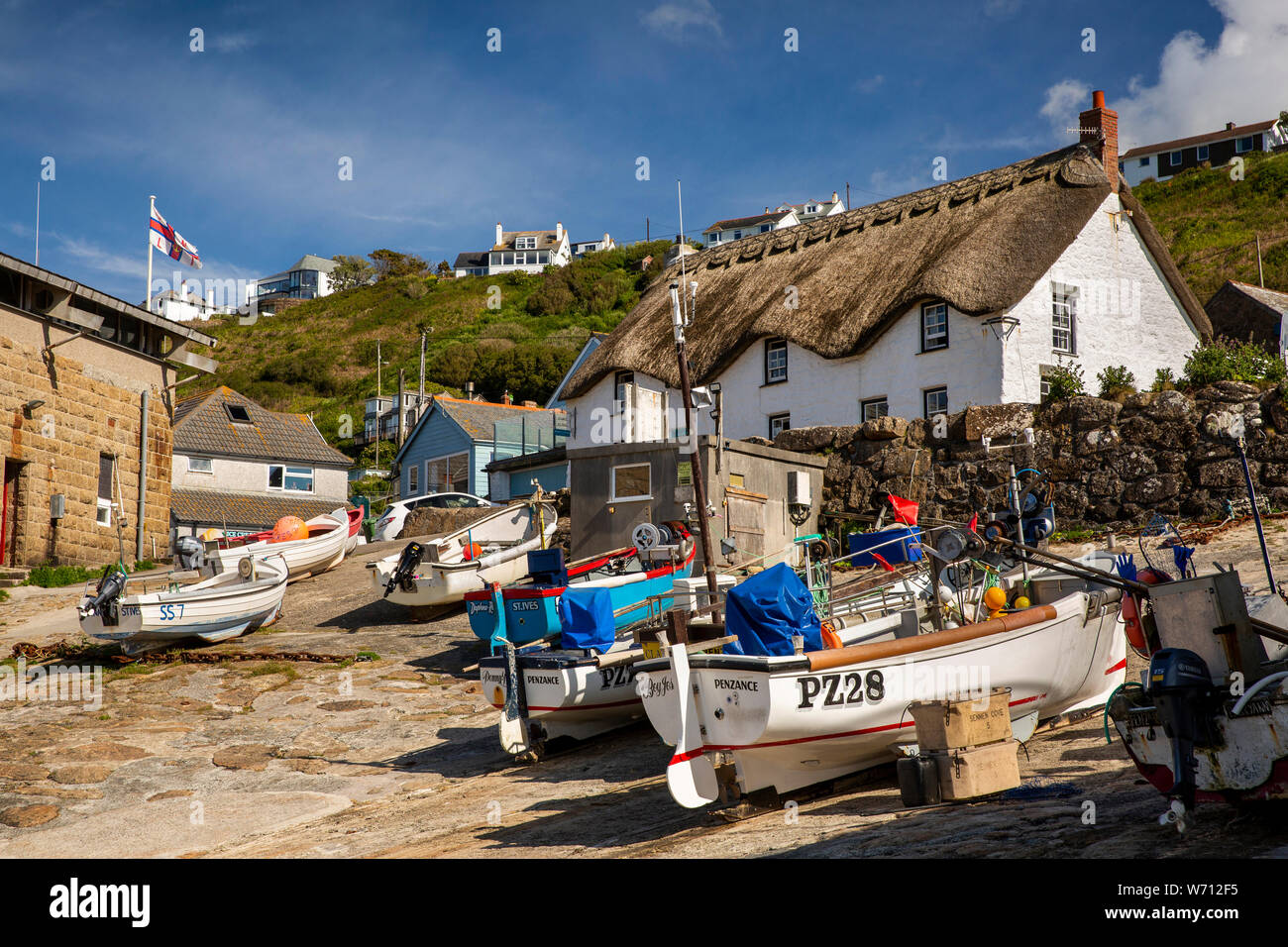 Uk England Cornwall Sennen Cove Fishing Boats On Slipway