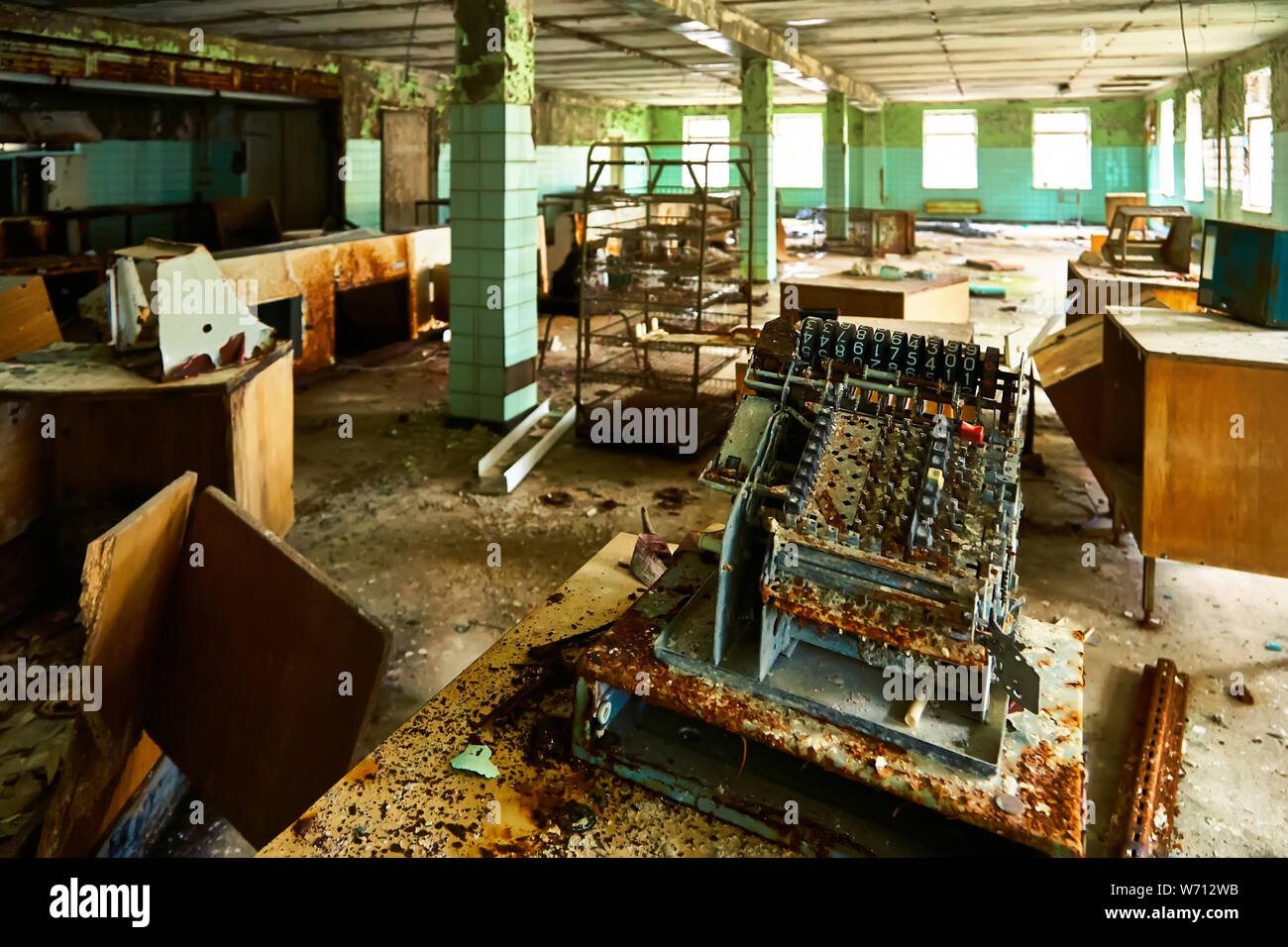 School Canteen In The City Of Pripyat In Ukraine Emptiness Dampness Exclusion Zone Nuclear Danger Ghost City Pripyat Lost Place Ukraine Cccp Stock Photo Alamy