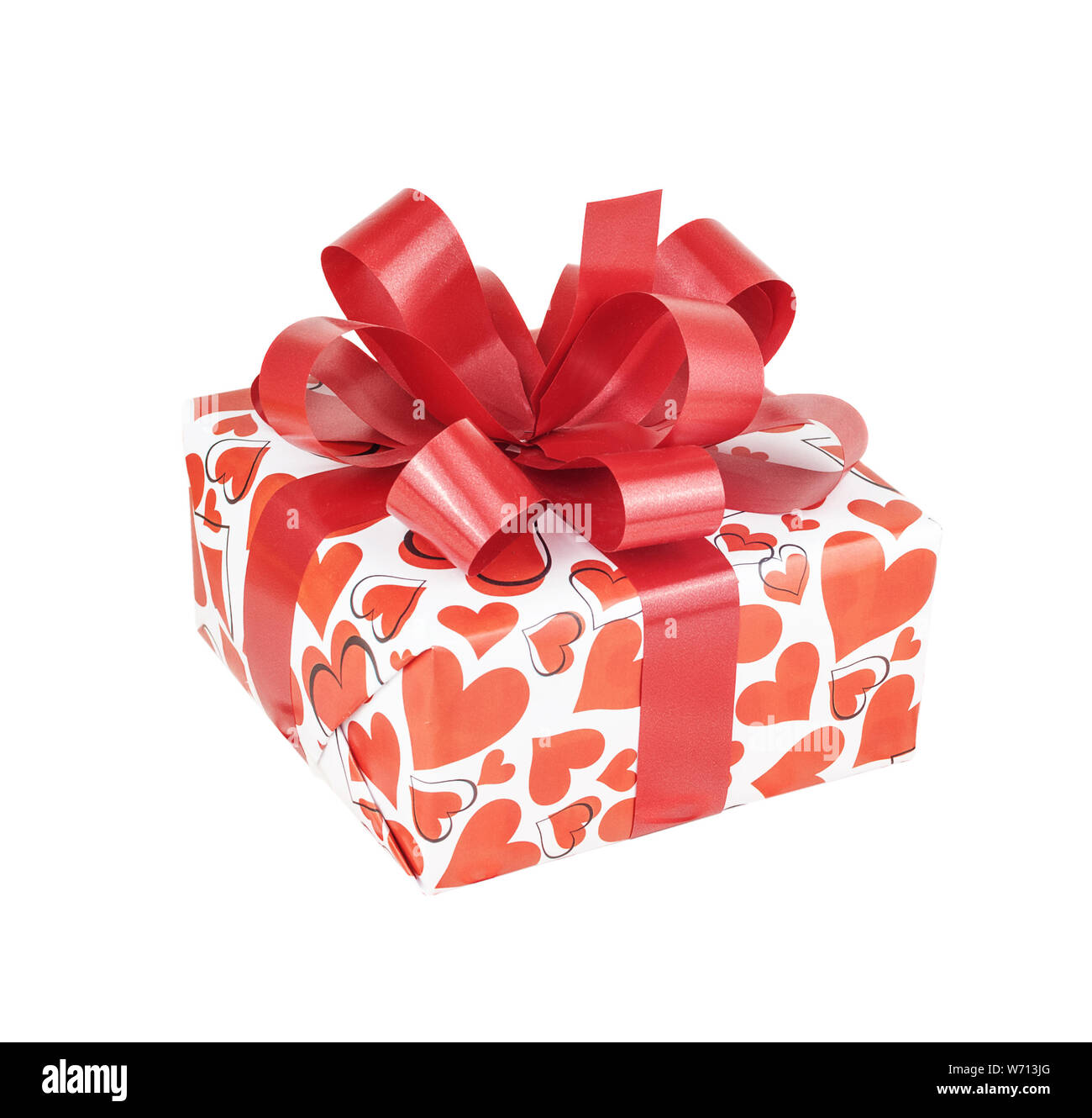 Gift box with red bow isolated on white background Stock Photo - Alamy