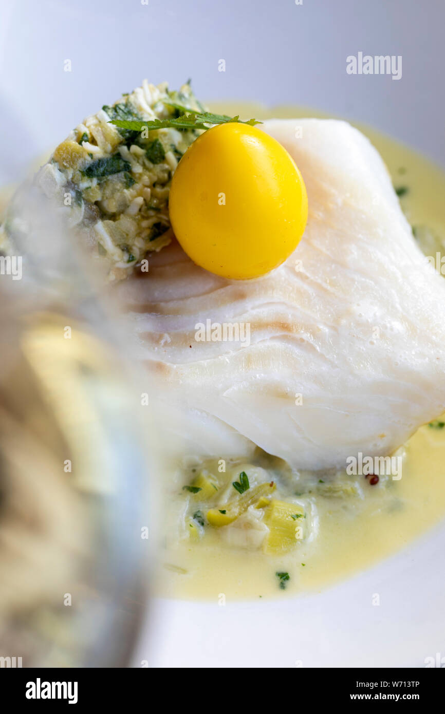 Haddock with Quails Egg Stock Photo Alamy