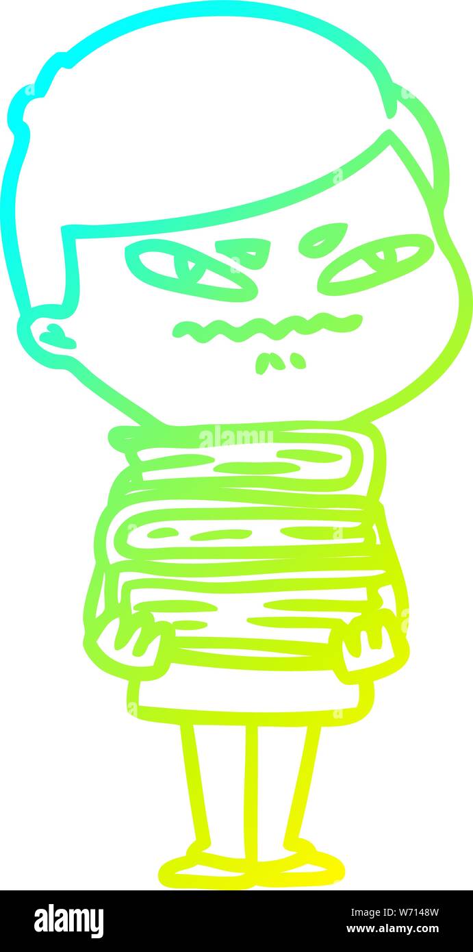 cold gradient line drawing of a cartoon angry man Stock Vector Image ...