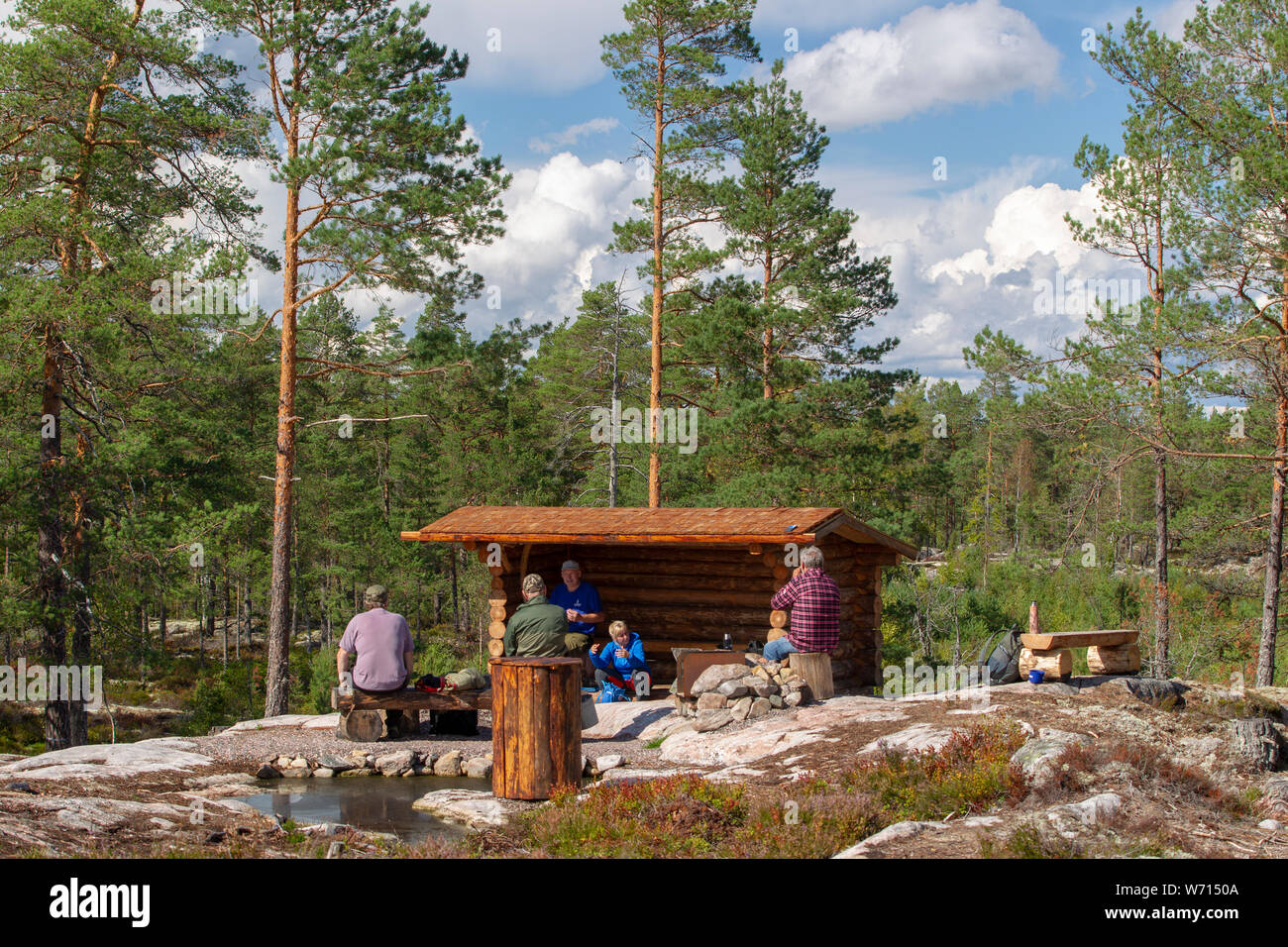 A beautiful barbecue area by an overnight stay in the forest Stock Photo
