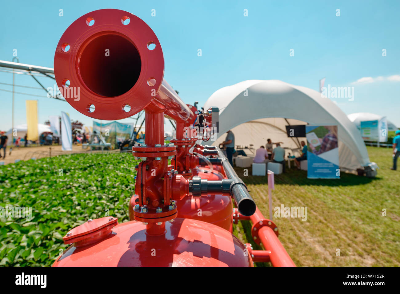 Irrigation system in the field Stock Photo Alamy