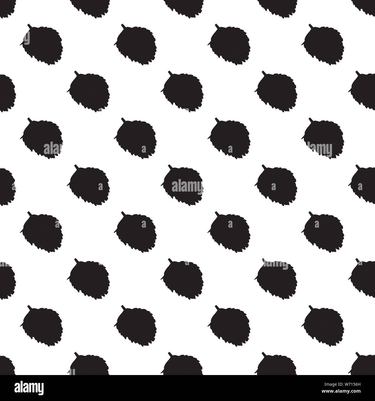 Vector seamless pattern with black autumn leaves on a white background ...