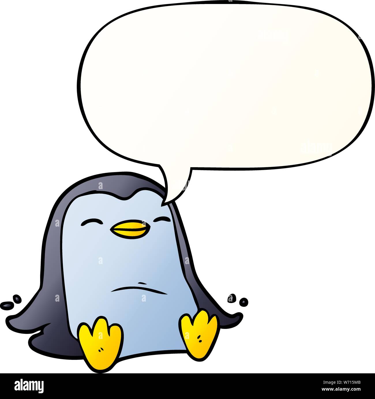 cartoon penguin with speech bubble in smooth gradient style Stock Vector