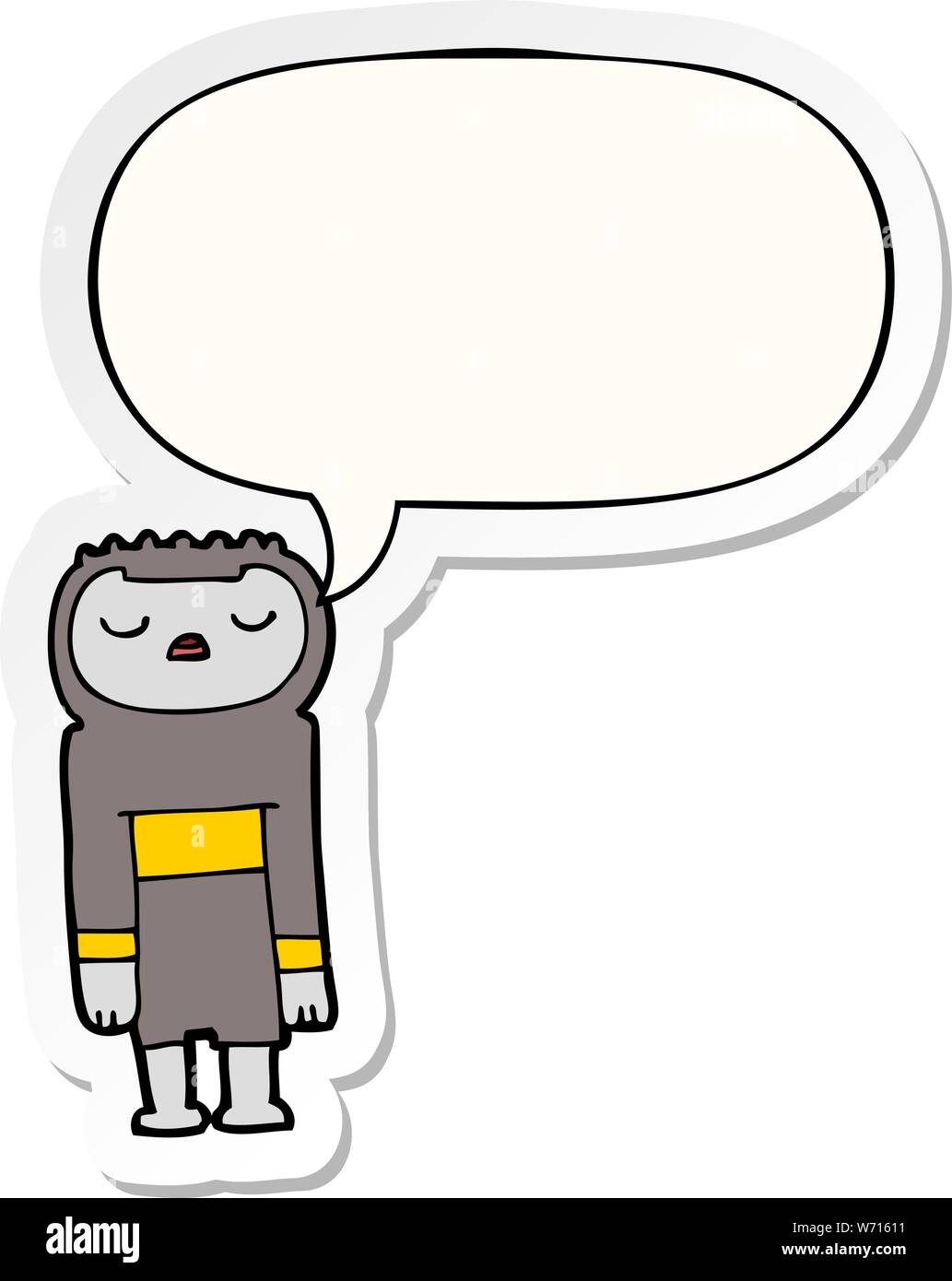 cartoon robot with speech bubble sticker Stock Vector Image & Art - Alamy