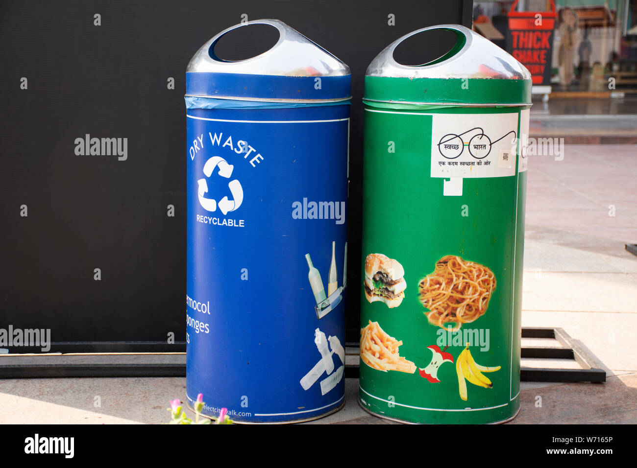 Public bin trash for indian people and foreign travelers dropping