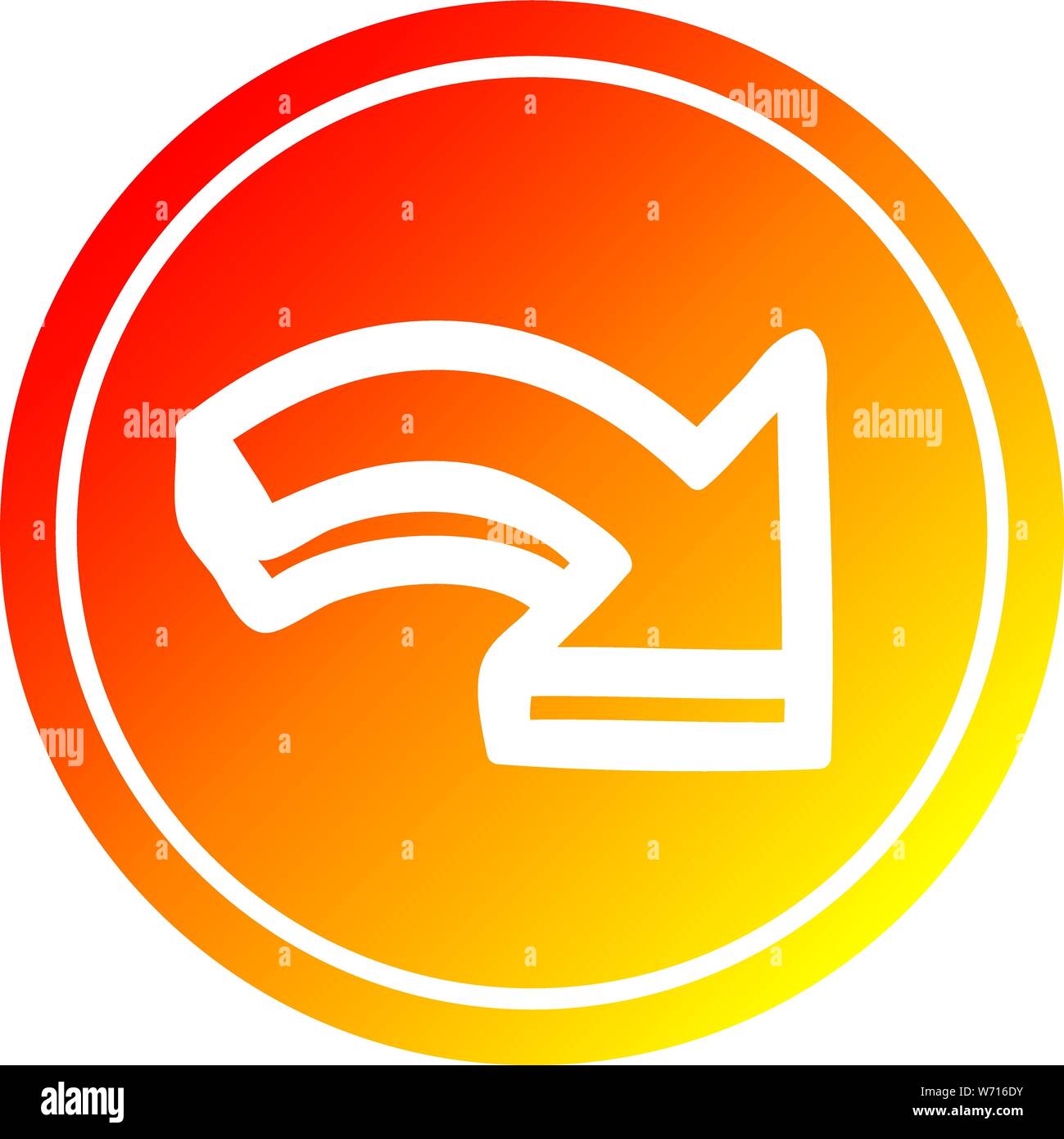 direction arrow circular icon with warm gradient finish Stock Vector ...
