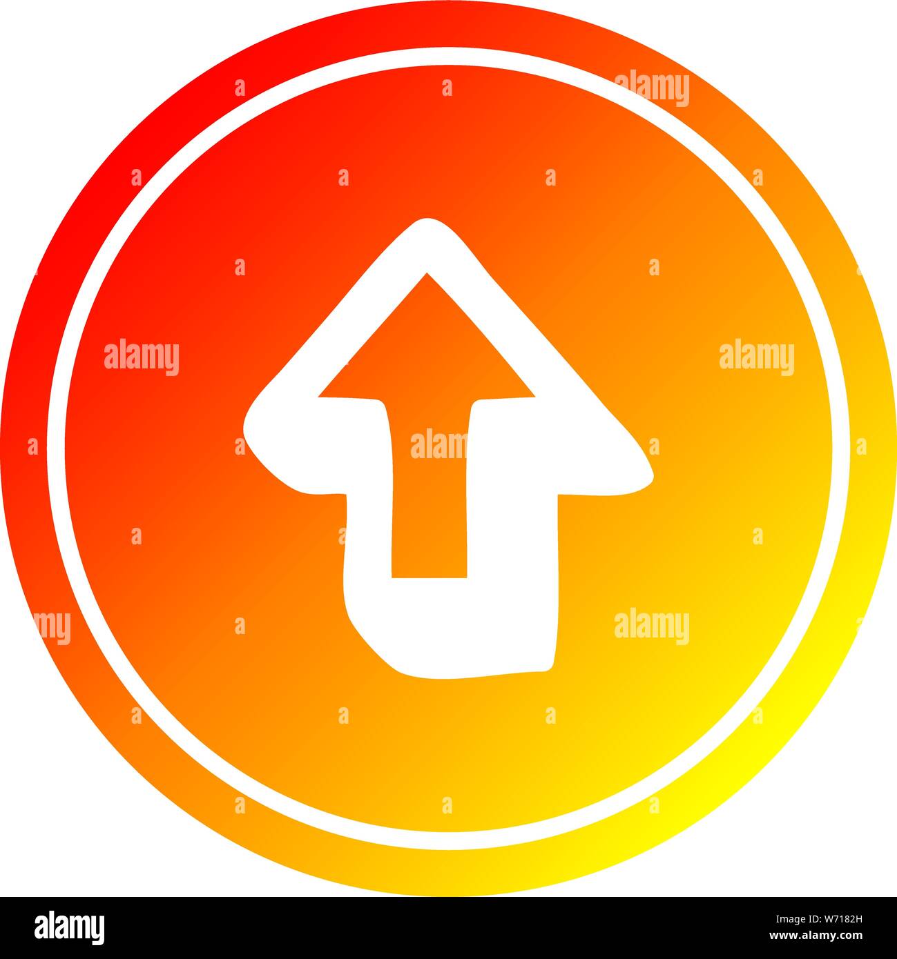direction arrow circular icon with warm gradient finish Stock Vector ...