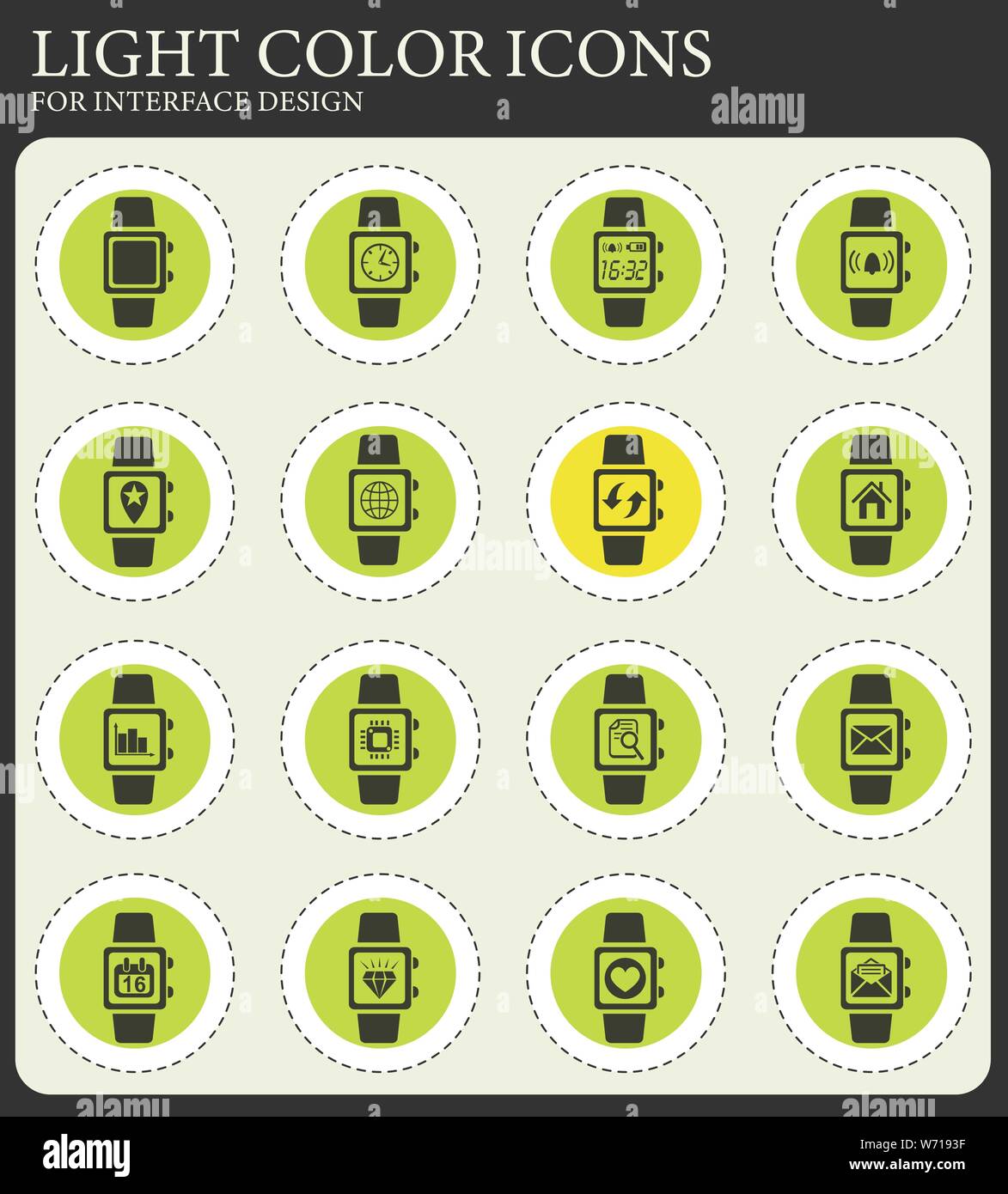 smart watch web icons for user interface design Stock Vector