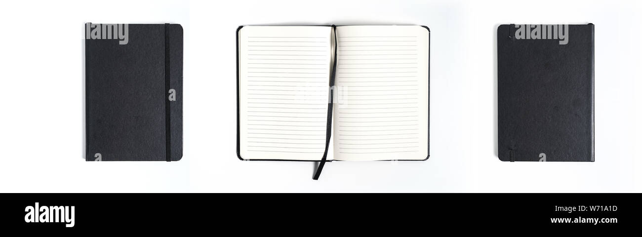 black notebook on white background with clipping path Stock Photo