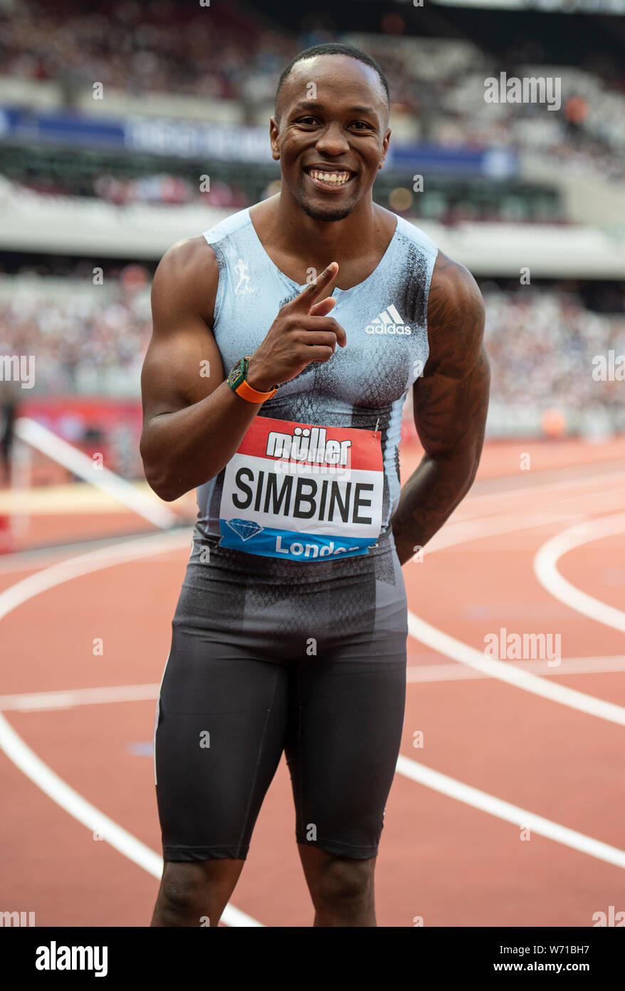 London England July 20 Akani Simbine Rsa After Competing In Men S 100m Final During Day One Of The Muller Anniversary Games Iaaf Diamond League Stock Photo Alamy