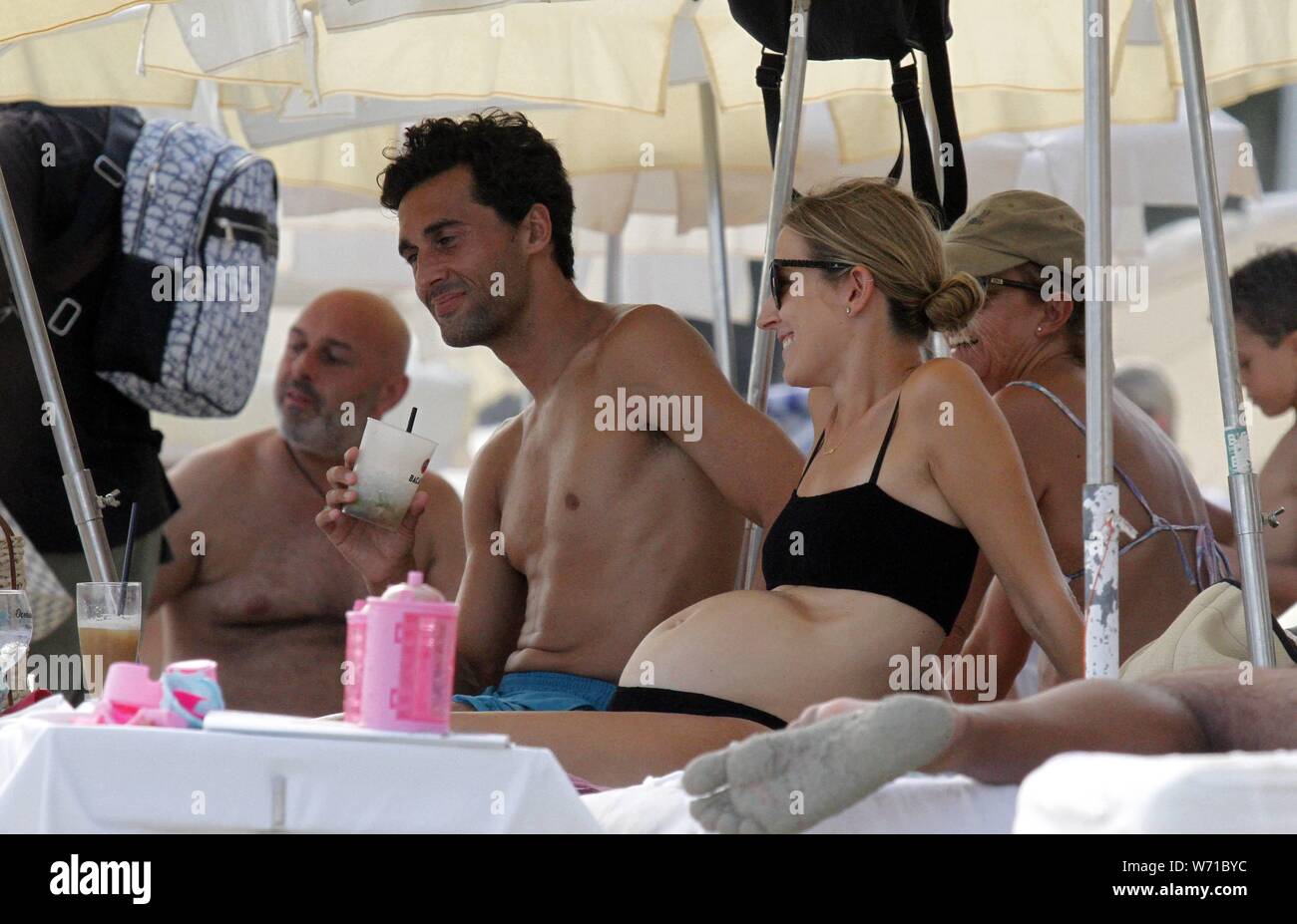 Alvaro Arbeloa with his wife and daughter vacations in Ibiza   03-08-19 Ibiza Spain  Cordon Press Stock Photo