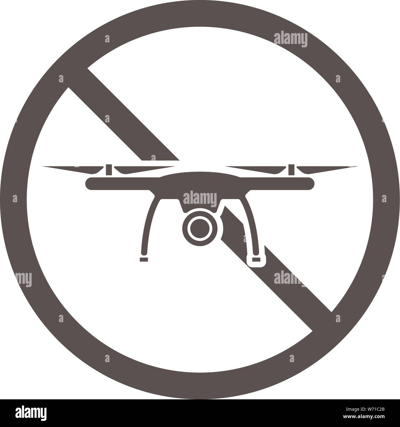 drones not allowed, drone prohibition sign or icon vector illustration Stock Vector