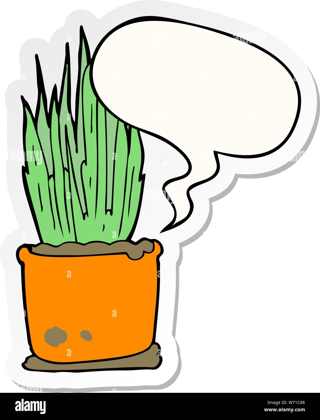 cartoon house plant with speech bubble sticker Stock Vector Image & Art ...