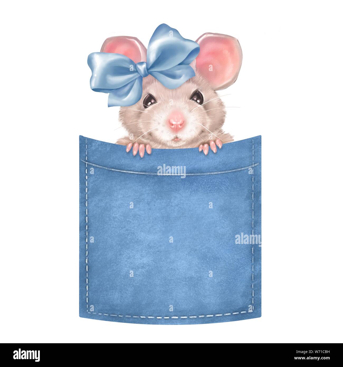 Cute mouse on pocket Stock Photo