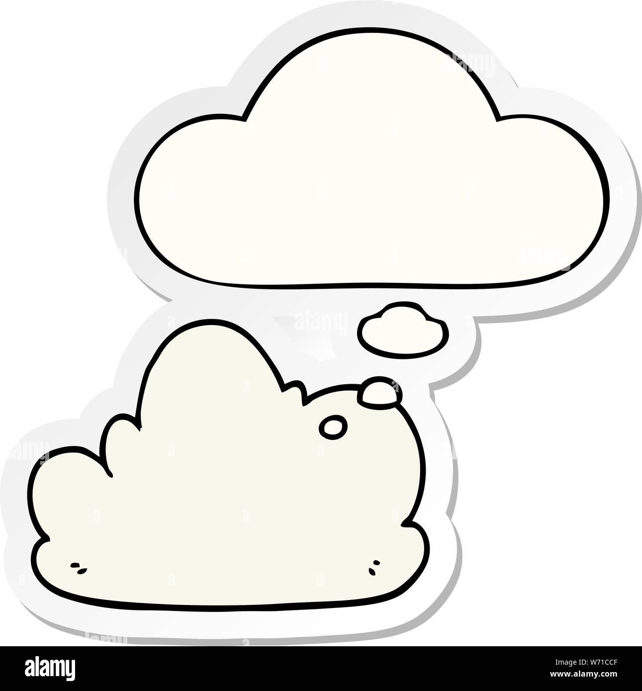 cartoon cloud with thought bubble as a printed sticker Stock Vector ...