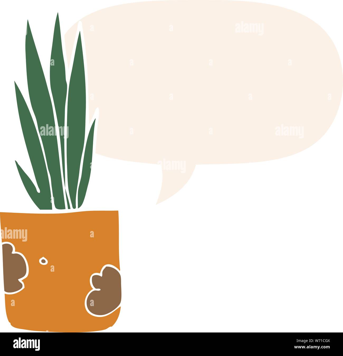 cartoon house plant with speech bubble in retro style Stock Vector ...