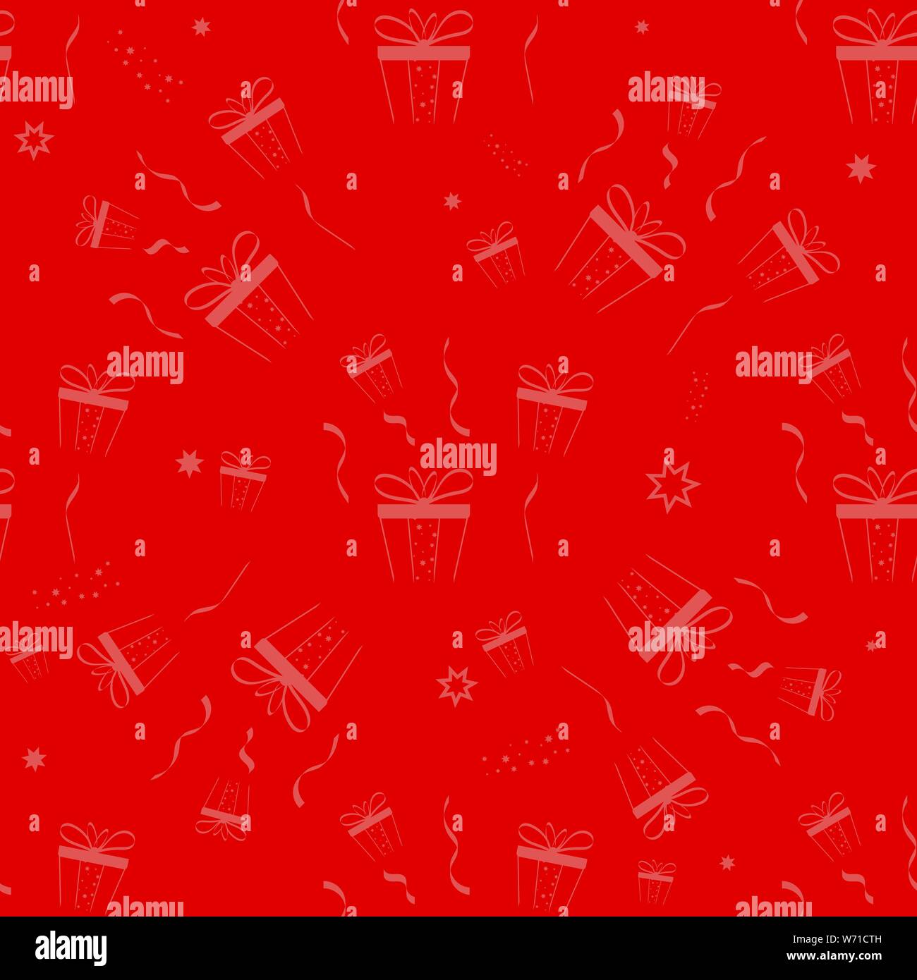 Gift box seamless pattern. Vector boxes with gifts and stars background