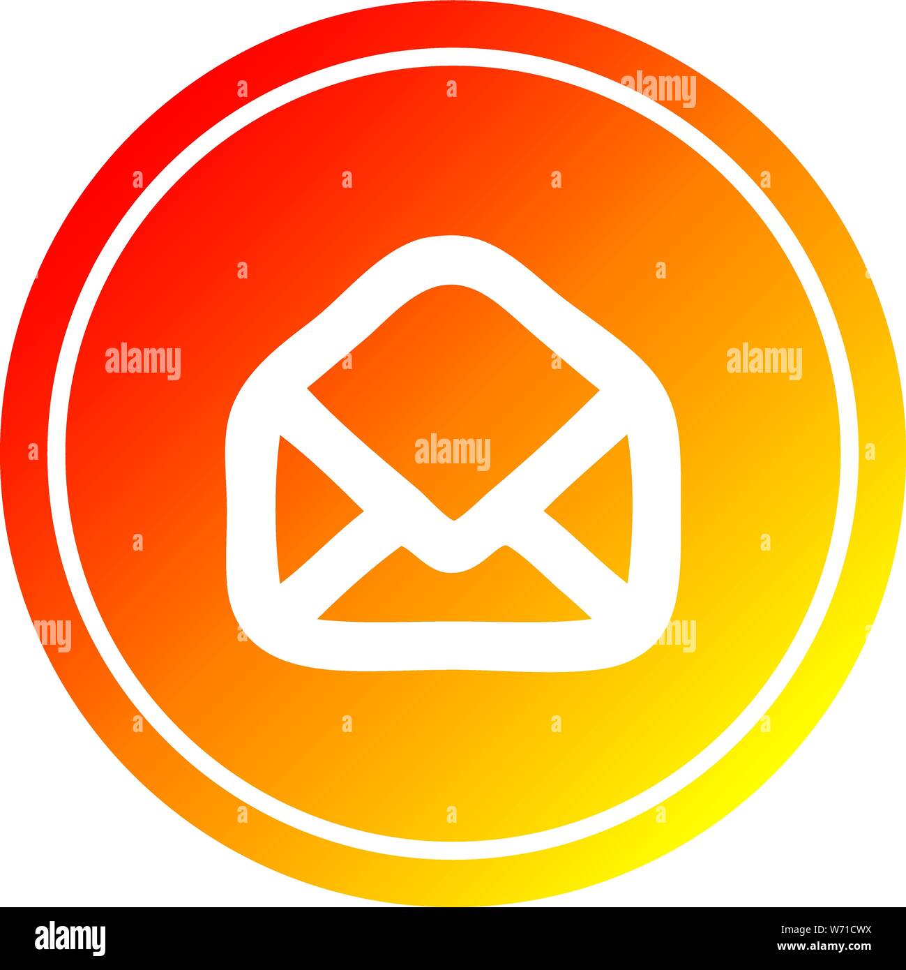 envelope letter circular icon with warm gradient finish Stock Vector ...