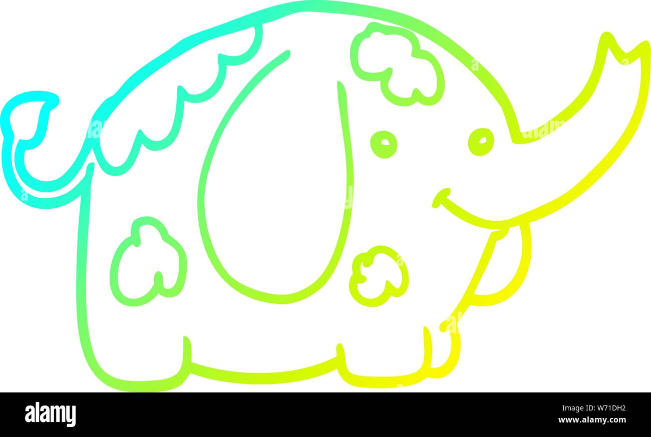 cold gradient line drawing of a cartoon elephant Stock Vector Image ...