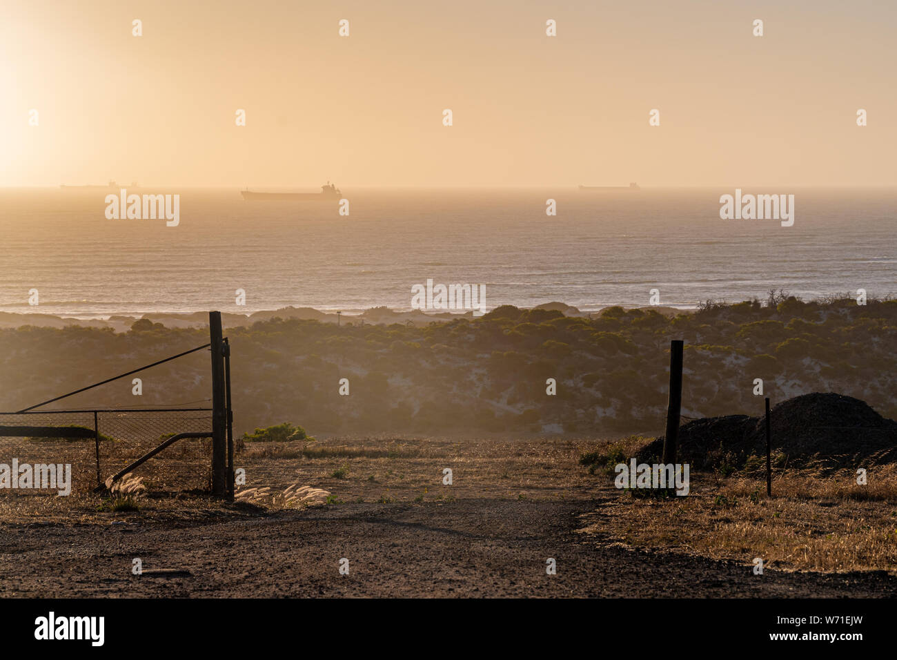 Fence in front of Indian Ocean in Geraldton Western Australia during
