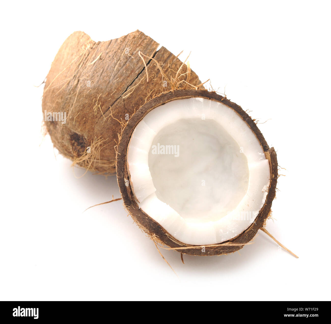 chopped coconut on white Stock Photo