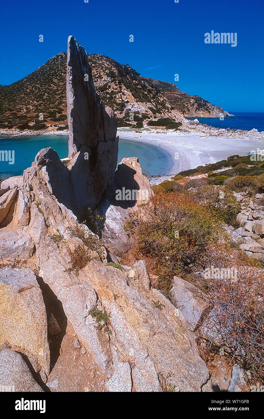 Italy Sardinia Protected area of Capo Carbonara - Villasimius Molentis Beach Stock Photo