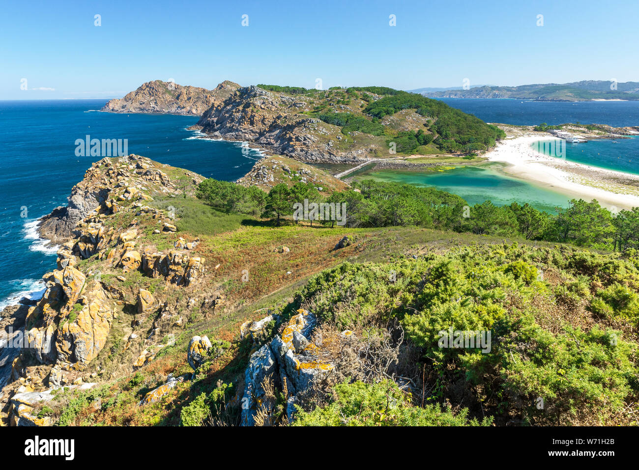 Cies Islands, National Park Maritime-Terrestrial of the Atlantic Islands, Galicia, Spain Stock Photo
