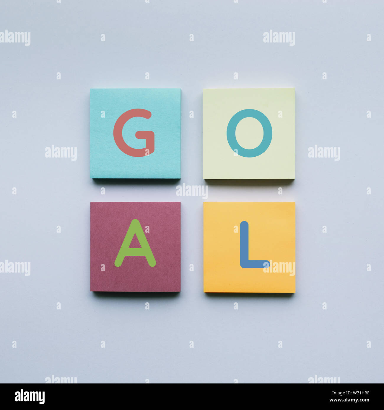 Goal text on colorful of notepaper Stock Photo - Alamy