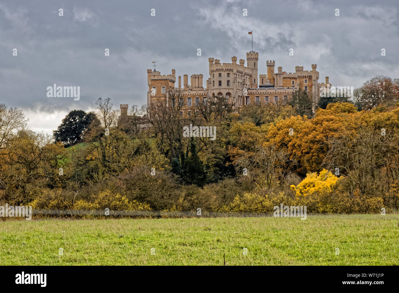 Belvoir Castle,designed by James Wyatt the home of the Manners family and seat of the Dukes of Rutland in the Leicestershire countryside in the autumn Stock Photo