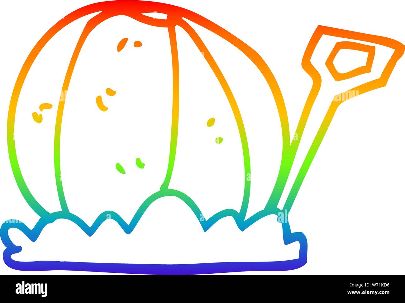 rainbow gradient line drawing of a cartoon beachball and spade Stock Vector