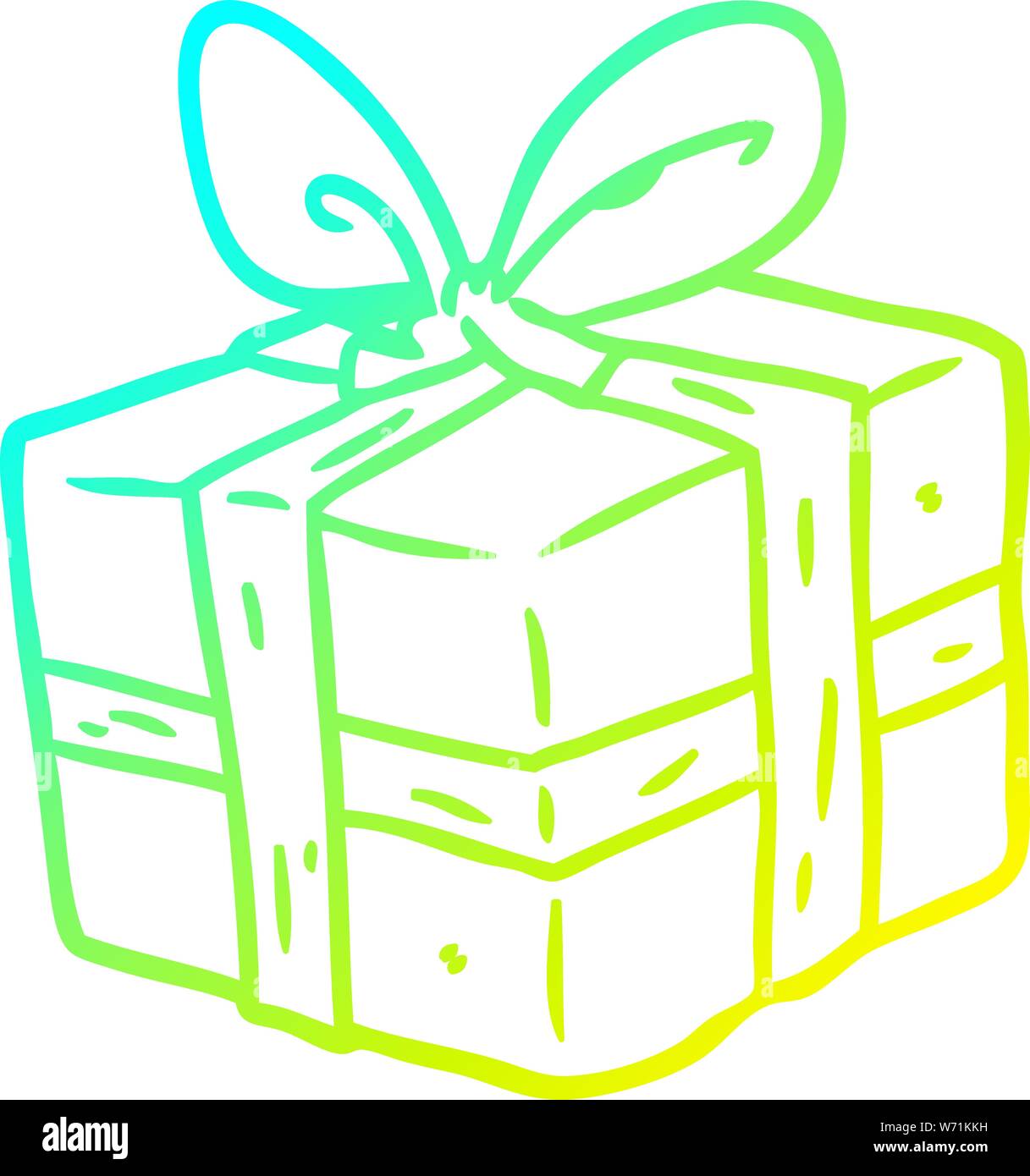 Colf Drawing cold gradient line drawing of a wrapped gift Stock Vector Image & Art ...