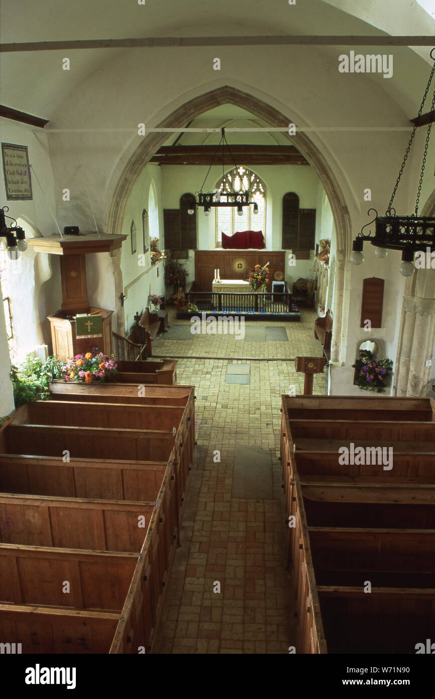 Interior of church, St Anne and St Lawrence, Elmstead Market, Essex, UK