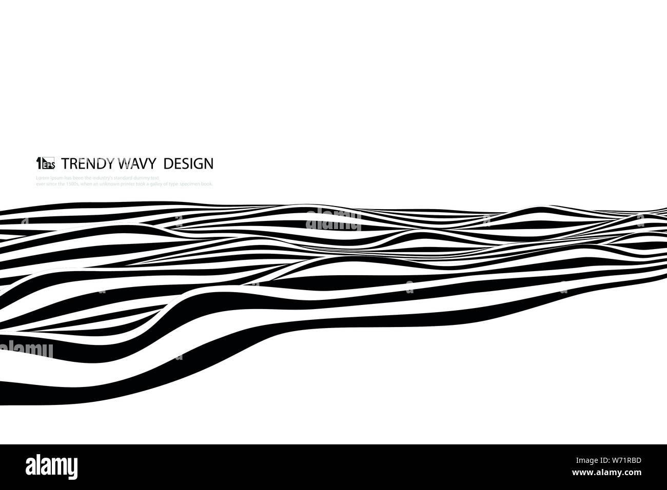 Abstract black and white line wave design decoration cover. You can use for poster, artwork, template design, print, brochure. illustration vector Stock Vector