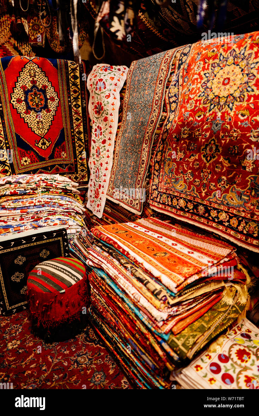 Carpet shop in Goreme, Cappadocia, Turkey. Textures details Stock Photo