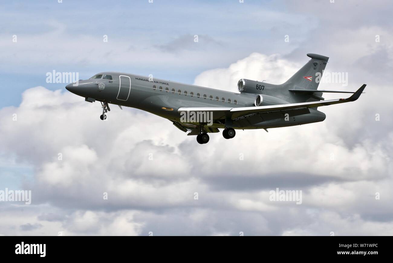 Hungarian Air Force - Dassault Falcon 7X landing at RAF Fairford for the 2019 Royal International Air Tattoo Stock Photo