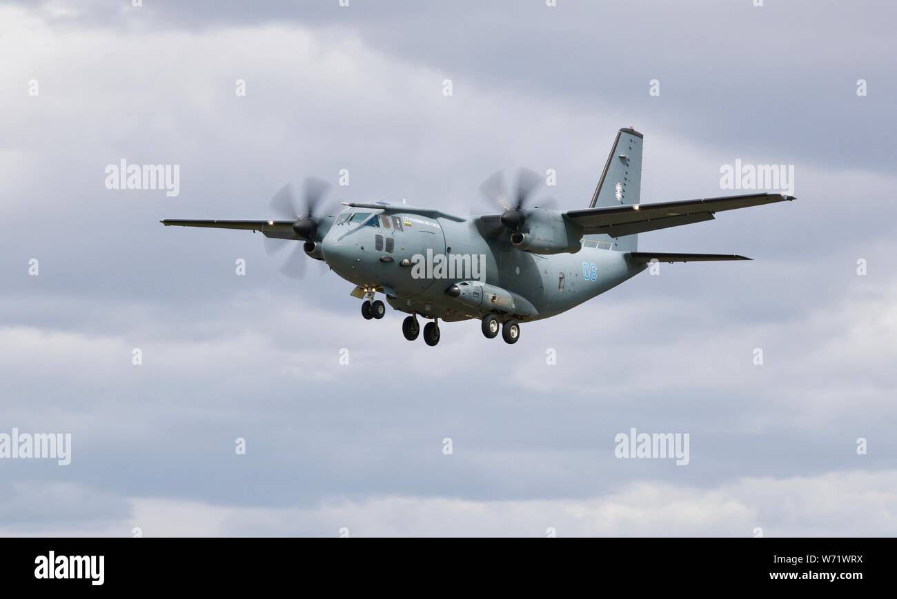 Lithuanian Air Force C-27J Spartan arriving at RAF Fairford for the 2019 Royal International Air Tattoo Stock Photo
